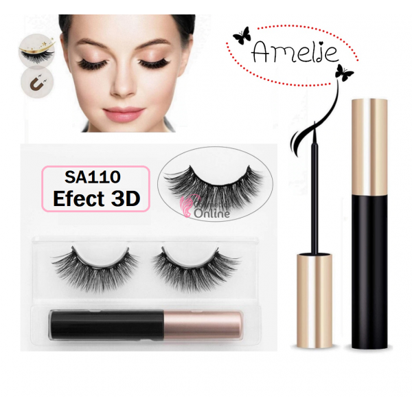 Gene false Amelie Effect 3D tip banda 1 pereche cu Magnet Cod SA110 + Adeziv cu magnet